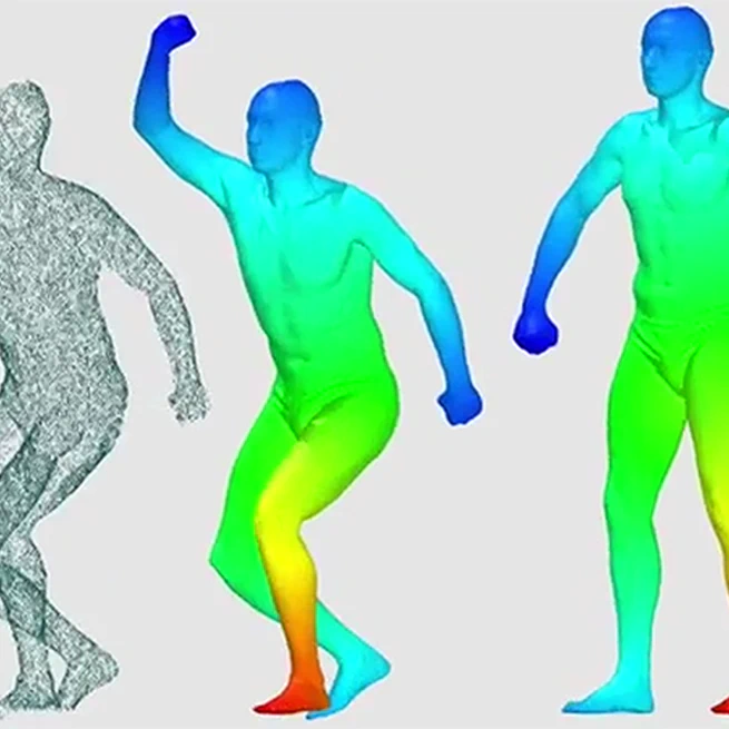 Automatic Posing of a Meshed Human Model Using Point Clouds